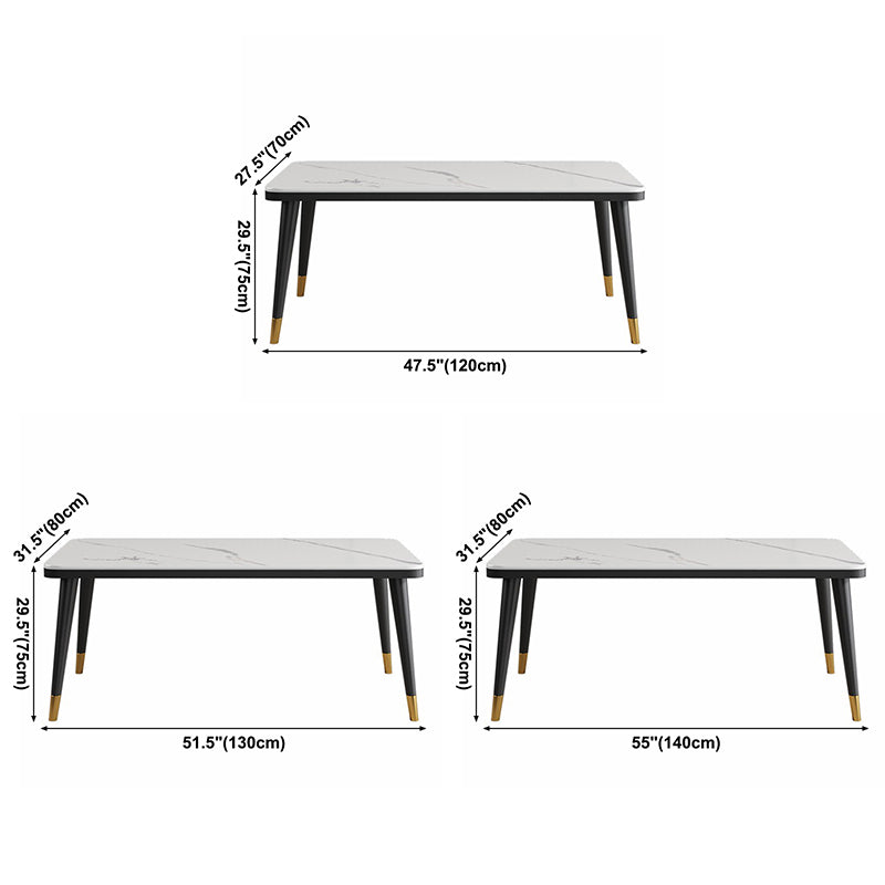 Minimalist Sintered Stone Top Kitchen Dining Table Rectangle Shape Dining Table with 4 Legs Base Clearhalo ' dining_table' 'Dining Tables & Seating' 'Dining Tables' 'Furniture' 'furniture_dining_table' 'Kitchen & Dining Furniture' 'kitchen&dining_furn' 'kitchen' 'kitchen_dining_table' 3577422