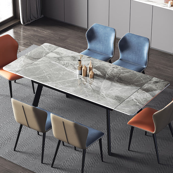 Sintered Stone Modern Dining Table Rectangle Extendable Table with 4 Legs Clearhalo ' dining_table' 'Dining Tables & Seating' 'Dining Tables' 'Furniture' 'furniture_dining_table' 'Kitchen & Dining Furniture' 'kitchen&dining_furn' 'kitchen' 'kitchen_dining_table' 3577424
