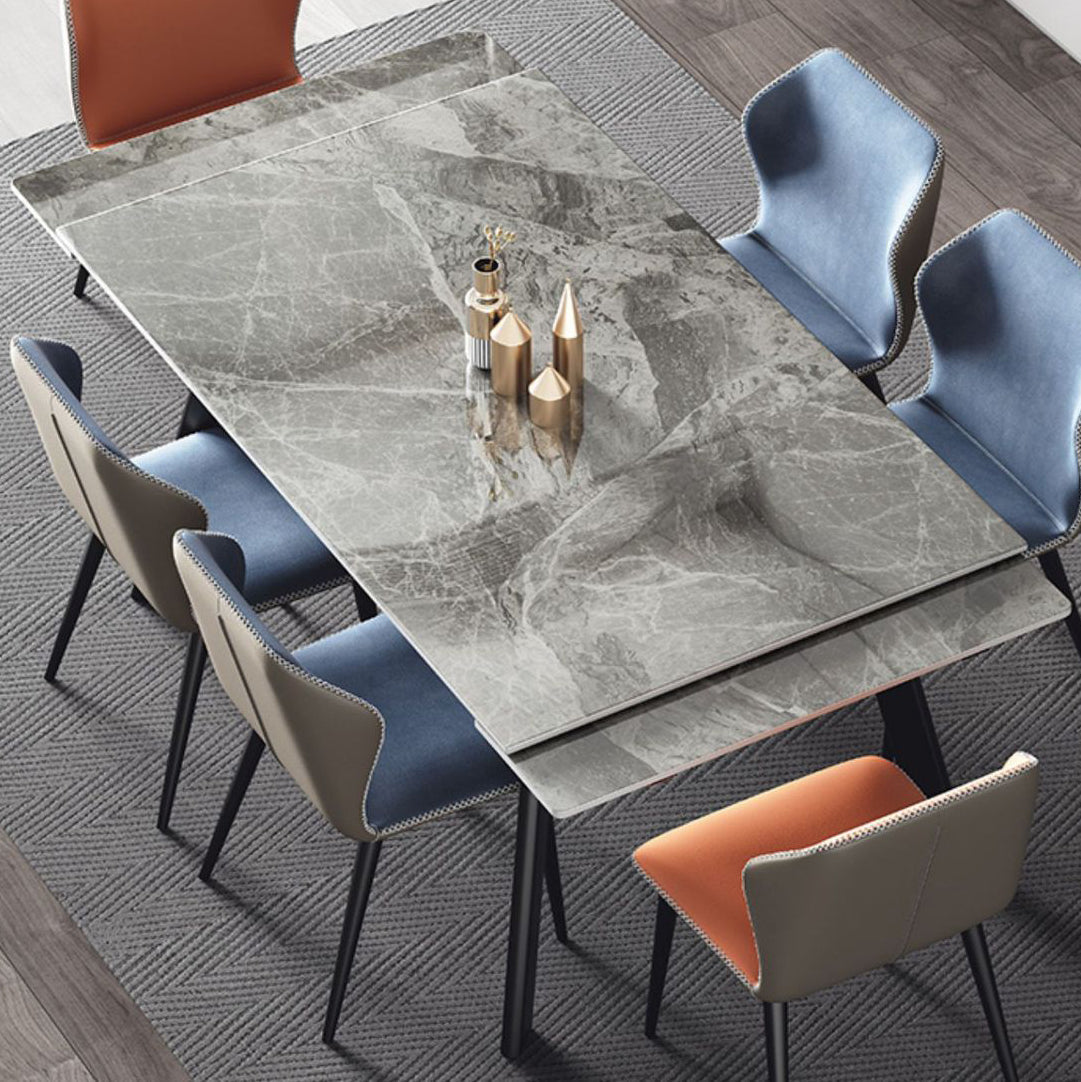 Sintered Stone Modern Dining Table Rectangle Extendable Table with 4 Legs Gray Clearhalo ' dining_table' 'Dining Tables & Seating' 'Dining Tables' 'Furniture' 'furniture_dining_table' 'Kitchen & Dining Furniture' 'kitchen&dining_furn' 'kitchen' 'kitchen_dining_table' 3577425