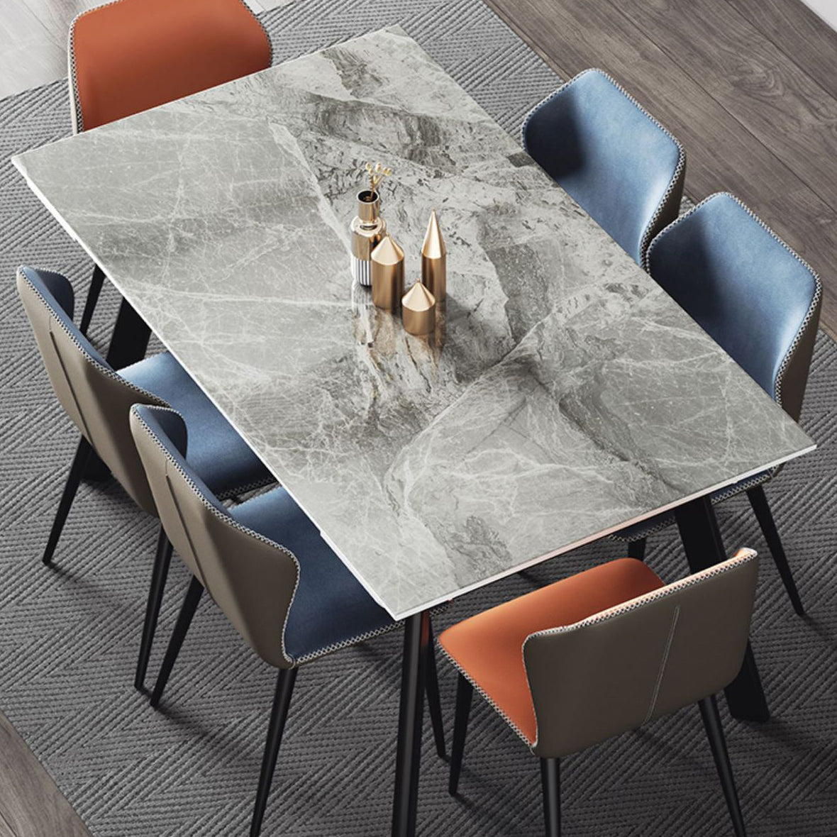 Sintered Stone Modern Dining Table Rectangle Extendable Table with 4 Legs Clearhalo ' dining_table' 'Dining Tables & Seating' 'Dining Tables' 'Furniture' 'furniture_dining_table' 'Kitchen & Dining Furniture' 'kitchen&dining_furn' 'kitchen' 'kitchen_dining_table' 3577427