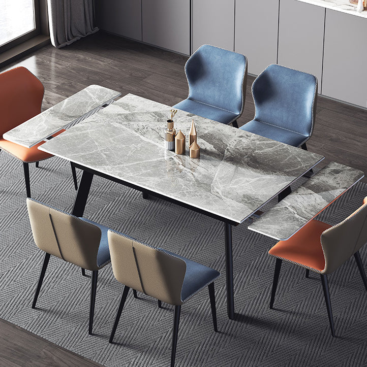 Sintered Stone Modern Dining Table Rectangle Extendable Table with 4 Legs Clearhalo ' dining_table' 'Dining Tables & Seating' 'Dining Tables' 'Furniture' 'furniture_dining_table' 'Kitchen & Dining Furniture' 'kitchen&dining_furn' 'kitchen' 'kitchen_dining_table' 3577428