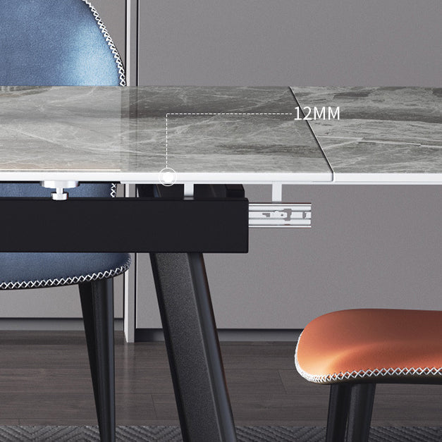 Sintered Stone Modern Dining Table Rectangle Extendable Table with 4 Legs Clearhalo ' dining_table' 'Dining Tables & Seating' 'Dining Tables' 'Furniture' 'furniture_dining_table' 'Kitchen & Dining Furniture' 'kitchen&dining_furn' 'kitchen' 'kitchen_dining_table' 3577431