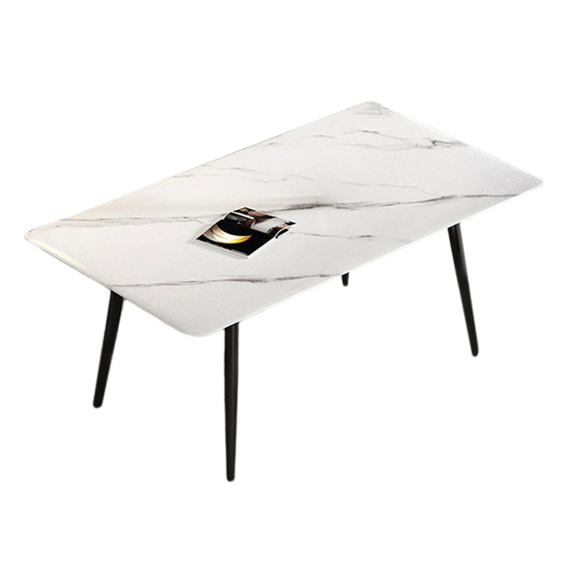 Sintered Stone White Dining Table Simplicity 4 Legs Table for Dining Room Clearhalo ' dining_table' 'Dining Tables & Seating' 'Dining Tables' 'Furniture' 'furniture_dining_table' 'Kitchen & Dining Furniture' 'kitchen&dining_furn' 'kitchen' 'kitchen_dining_table' 3577441