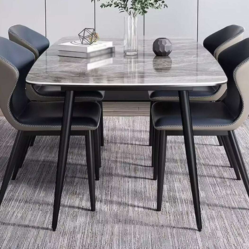 Modern Sintered Stone Table with 4 Legs Rectangle Table Dining Table with Metal Base Clearhalo ' dining_table' 'Dining Tables & Seating' 'Dining Tables' 'Furniture' 'furniture_dining_table' 'Kitchen & Dining Furniture' 'kitchen&dining_furn' 'kitchen' 'kitchen_dining_table' 3577444