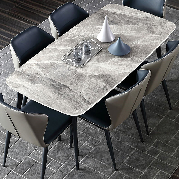 Modern Sintered Stone Table with 4 Legs Rectangle Table Dining Table with Metal Base 70.9"L x 31.5"W x 29.5"H Clearhalo ' dining_table' 'Dining Tables & Seating' 'Dining Tables' 'Furniture' 'furniture_dining_table' 'Kitchen & Dining Furniture' 'kitchen&dining_furn' 'kitchen' 'kitchen_dining_table' 3577446