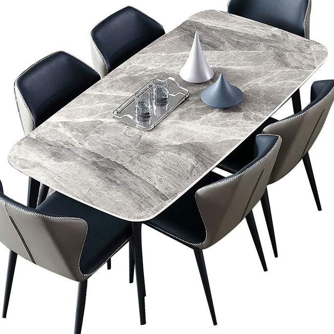 Modern Sintered Stone Table with 4 Legs Rectangle Table Dining Table with Metal Base Clearhalo ' dining_table' 'Dining Tables & Seating' 'Dining Tables' 'Furniture' 'furniture_dining_table' 'Kitchen & Dining Furniture' 'kitchen&dining_furn' 'kitchen' 'kitchen_dining_table' 3577447