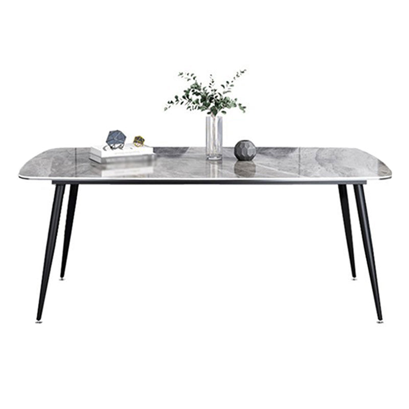 Modern Sintered Stone Table with 4 Legs Rectangle Table Dining Table with Metal Base 63"L x 31.5"W x 29.5"H Clearhalo ' dining_table' 'Dining Tables & Seating' 'Dining Tables' 'Furniture' 'furniture_dining_table' 'Kitchen & Dining Furniture' 'kitchen&dining_furn' 'kitchen' 'kitchen_dining_table' 3577448