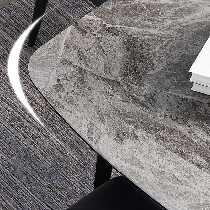 Modern Sintered Stone Table with 4 Legs Rectangle Table Dining Table with Metal Base Clearhalo ' dining_table' 'Dining Tables & Seating' 'Dining Tables' 'Furniture' 'furniture_dining_table' 'Kitchen & Dining Furniture' 'kitchen&dining_furn' 'kitchen' 'kitchen_dining_table' 3577450