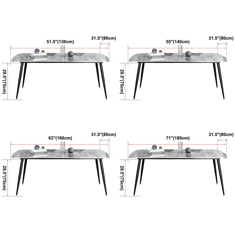 Modern Sintered Stone Table with 4 Legs Rectangle Table Dining Table with Metal Base Clearhalo ' dining_table' 'Dining Tables & Seating' 'Dining Tables' 'Furniture' 'furniture_dining_table' 'Kitchen & Dining Furniture' 'kitchen&dining_furn' 'kitchen' 'kitchen_dining_table' 3577452