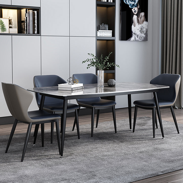 Modern Sintered Stone Table with 4 Legs Rectangle Table Dining Table with Metal Base Clearhalo ' dining_table' 'Dining Tables & Seating' 'Dining Tables' 'Furniture' 'furniture_dining_table' 'Kitchen & Dining Furniture' 'kitchen&dining_furn' 'kitchen' 'kitchen_dining_table' 3577455