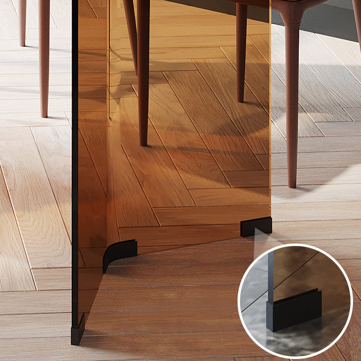 Contemporary Tempered Glass Dining Table Double Pedestal Dining Table for Dining Room Clearhalo ' dining_table' 'Dining Tables & Seating' 'Dining Tables' 'Furniture' 'furniture_dining_table' 'Kitchen & Dining Furniture' 'kitchen&dining_furn' 'kitchen' 'kitchen_dining_table' 3577463