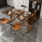 Solid Wood Trestle Dinette Table Tempered Glass Dining Table for Kitchen Home 70.9"L x 31.5"W x 29.5"H Brown Clearhalo ' dining_table' 'Dining Tables & Seating' 'Dining Tables' 'Furniture' 'furniture_dining_table' 'Kitchen & Dining Furniture' 'kitchen&dining_furn' 'kitchen' 'kitchen_dining_table' 3577468