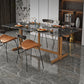Solid Wood Trestle Dinette Table Tempered Glass Dining Table for Kitchen Home Clearhalo ' dining_table' 'Dining Tables & Seating' 'Dining Tables' 'Furniture' 'furniture_dining_table' 'Kitchen & Dining Furniture' 'kitchen&dining_furn' 'kitchen' 'kitchen_dining_table' 3577475