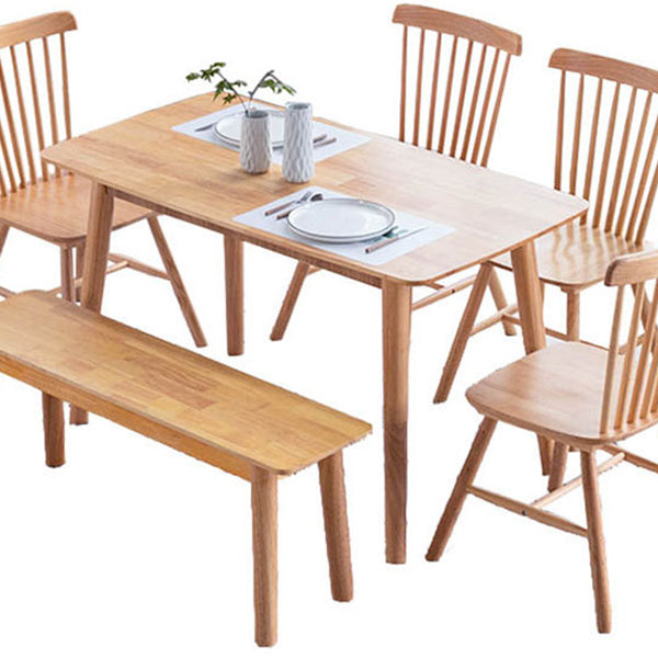 Contemporary Solid Wood Rectangle Shape Dining Table Kitchen Dining Table with 4 Legs Clearhalo ' dining_table' 'Dining Tables & Seating' 'Dining Tables' 'Furniture' 'furniture_dining_table' 'Kitchen & Dining Furniture' 'kitchen&dining_furn' 'kitchen' 'kitchen_dining_table' 3577489