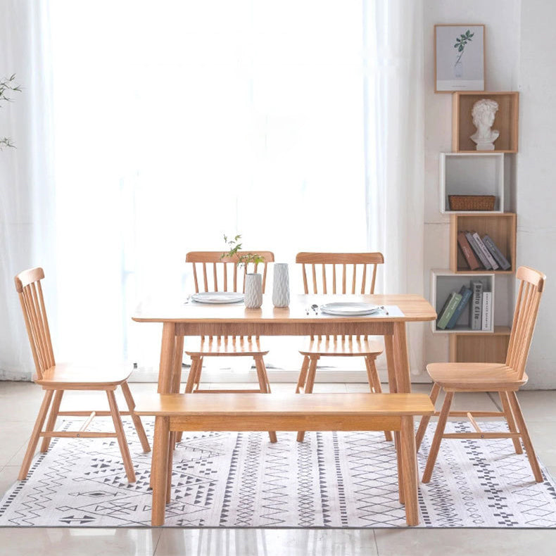 Contemporary Solid Wood Rectangle Shape Dining Table Kitchen Dining Table with 4 Legs Clearhalo ' dining_table' 'Dining Tables & Seating' 'Dining Tables' 'Furniture' 'furniture_dining_table' 'Kitchen & Dining Furniture' 'kitchen&dining_furn' 'kitchen' 'kitchen_dining_table' 3577490
