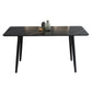 Dining Room Contemporary Sintered Stone Dining Table Rectangular Table with Metallic Base Black Without Chairs Clearhalo ' dining_table' 'Dining Tables & Seating' 'Dining Tables' 'furn' 'furn_dining_table' 'Furniture' 'furniture_dining_table' 'Kitchen & Dining Furniture' 'kitchen&dining_furn' 'kitchen' 'kitchen_dining_table' 3577497