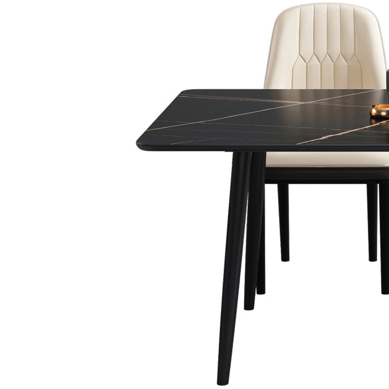 Dining Room Contemporary Sintered Stone Dining Table Rectangular Table with Metallic Base Clearhalo ' dining_table' 'Dining Tables & Seating' 'Dining Tables' 'furn' 'furn_dining_table' 'Furniture' 'furniture_dining_table' 'Kitchen & Dining Furniture' 'kitchen&dining_furn' 'kitchen' 'kitchen_dining_table' 3577500