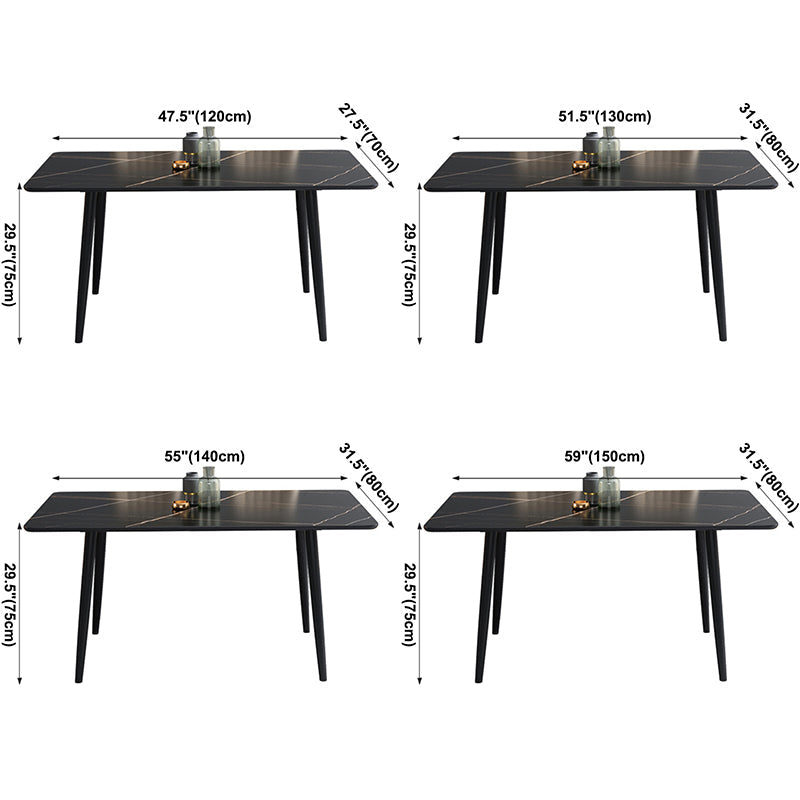 Dining Room Contemporary Sintered Stone Dining Table Rectangular Table with Metallic Base Clearhalo ' dining_table' 'Dining Tables & Seating' 'Dining Tables' 'furn' 'furn_dining_table' 'Furniture' 'furniture_dining_table' 'Kitchen & Dining Furniture' 'kitchen&dining_furn' 'kitchen' 'kitchen_dining_table' 3577501