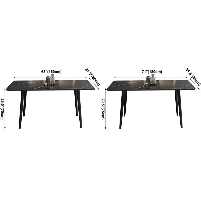 Dining Room Contemporary Sintered Stone Dining Table Rectangular Table with Metallic Base Clearhalo ' dining_table' 'Dining Tables & Seating' 'Dining Tables' 'furn' 'furn_dining_table' 'Furniture' 'furniture_dining_table' 'Kitchen & Dining Furniture' 'kitchen&dining_furn' 'kitchen' 'kitchen_dining_table' 3577502