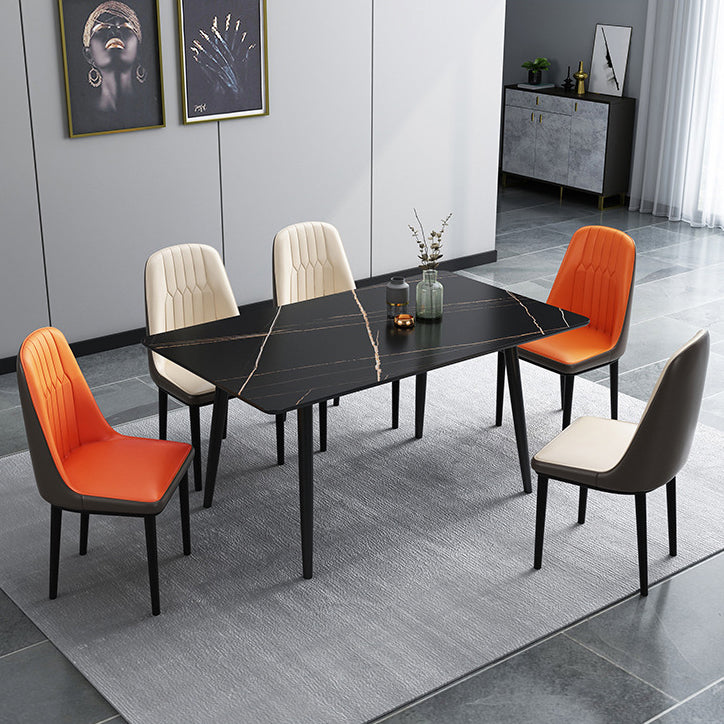 Dining Room Contemporary Sintered Stone Dining Table Rectangular Table with Metallic Base Clearhalo ' dining_table' 'Dining Tables & Seating' 'Dining Tables' 'furn' 'furn_dining_table' 'Furniture' 'furniture_dining_table' 'Kitchen & Dining Furniture' 'kitchen&dining_furn' 'kitchen' 'kitchen_dining_table' 3577504