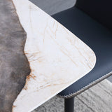Modern Rectangle Shape Sintered Stone Dining Table Kitchen Dining Table with Double Pedestal Clearhalo ' dining_table' 'Dining Tables & Seating' 'Dining Tables' 'Furniture' 'furniture_dining_table' 'Kitchen & Dining Furniture' 'kitchen&dining_furn' 'kitchen' 'kitchen_dining_table' 3577511