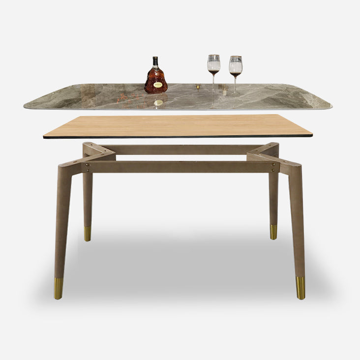 Modern Dining Room Sintered Stone Table with Metal Base Rectangle Dining Table for Restaurant Clearhalo ' dining_table' 'Dining Tables & Seating' 'Dining Tables' 'Furniture' 'furniture_dining_table' 'Kitchen & Dining Furniture' 'kitchen&dining_furn' 'kitchen' 'kitchen_dining_table' 3577519