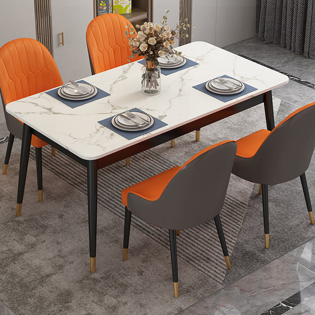 Modern Style Sintered Stone Dining Table White Rectangle Table with 4 Legs Clearhalo ' dining_table' 'Dining Tables & Seating' 'Dining Tables' 'furn' 'furn_dining_table' 'Furniture' 'furniture_dining_table' 'Kitchen & Dining Furniture' 'kitchen&dining_furn' 'kitchen' 'kitchen_dining_table' 3577524