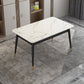 Modern Style Sintered Stone Dining Table White Rectangle Table with 4 Legs Black Without Chairs Clearhalo ' dining_table' 'Dining Tables & Seating' 'Dining Tables' 'furn' 'furn_dining_table' 'Furniture' 'furniture_dining_table' 'Kitchen & Dining Furniture' 'kitchen&dining_furn' 'kitchen' 'kitchen_dining_table' 3577526