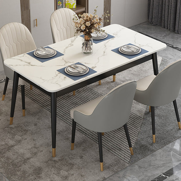 Modern Style Sintered Stone Dining Table White Rectangle Table with 4 Legs Clearhalo ' dining_table' 'Dining Tables & Seating' 'Dining Tables' 'furn' 'furn_dining_table' 'Furniture' 'furniture_dining_table' 'Kitchen & Dining Furniture' 'kitchen&dining_furn' 'kitchen' 'kitchen_dining_table' 3577527