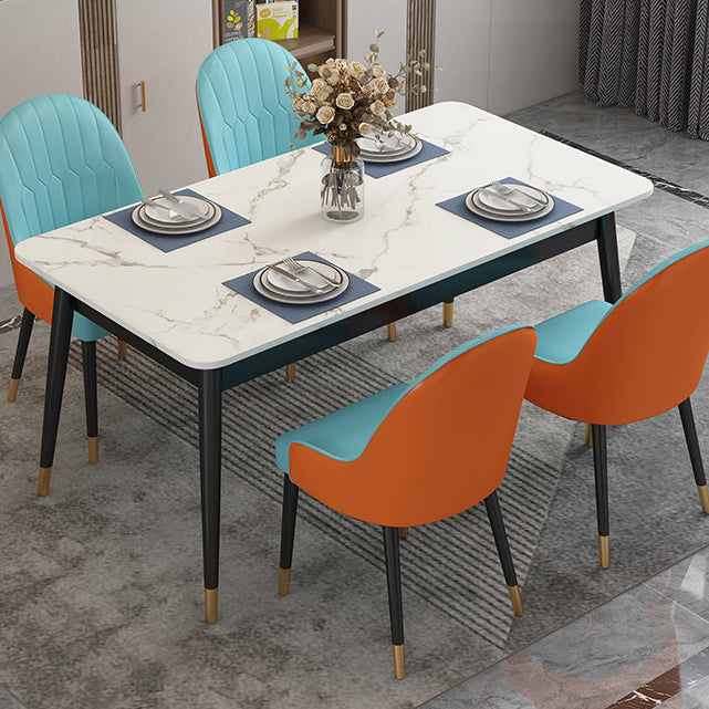 Modern Style Sintered Stone Dining Table White Rectangle Table with 4 Legs Clearhalo ' dining_table' 'Dining Tables & Seating' 'Dining Tables' 'furn' 'furn_dining_table' 'Furniture' 'furniture_dining_table' 'Kitchen & Dining Furniture' 'kitchen&dining_furn' 'kitchen' 'kitchen_dining_table' 3577528