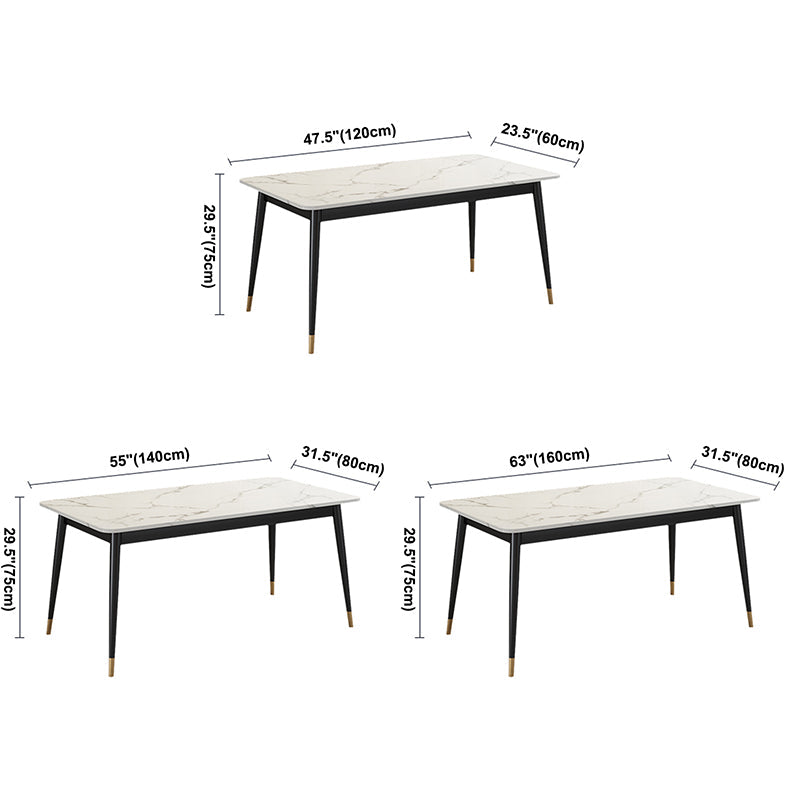 Modern Style Sintered Stone Dining Table White Rectangle Table with 4 Legs Clearhalo ' dining_table' 'Dining Tables & Seating' 'Dining Tables' 'furn' 'furn_dining_table' 'Furniture' 'furniture_dining_table' 'Kitchen & Dining Furniture' 'kitchen&dining_furn' 'kitchen' 'kitchen_dining_table' 3577535