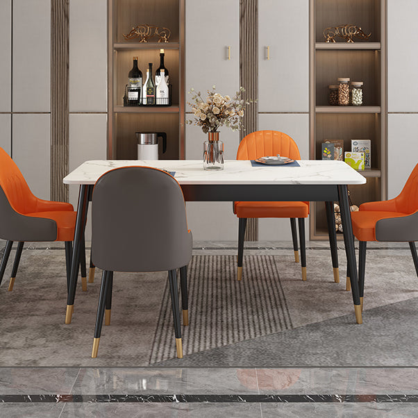 Modern Style Sintered Stone Dining Table White Rectangle Table with 4 Legs Clearhalo ' dining_table' 'Dining Tables & Seating' 'Dining Tables' 'furn' 'furn_dining_table' 'Furniture' 'furniture_dining_table' 'Kitchen & Dining Furniture' 'kitchen&dining_furn' 'kitchen' 'kitchen_dining_table' 3577540