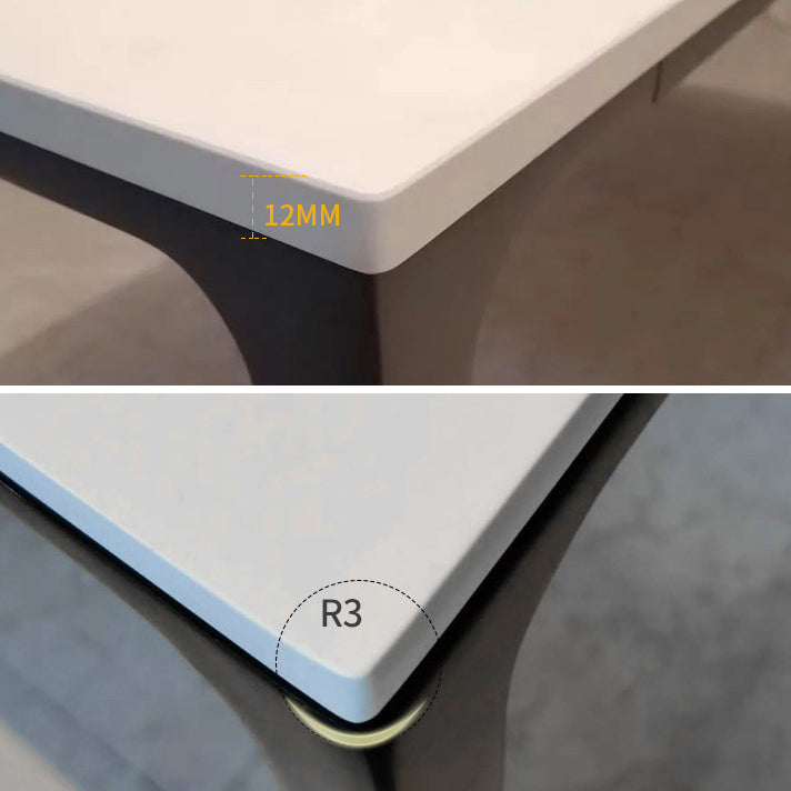Rectangle Home Dining Table Sintered Stone Metal Frame Table with Four-leg Clearhalo ' dining_table' 'Dining Tables & Seating' 'Dining Tables' 'Furniture' 'furniture_dining_table' 'Kitchen & Dining Furniture' 'kitchen&dining_furn' 'kitchen' 'kitchen_dining_table' 3577548
