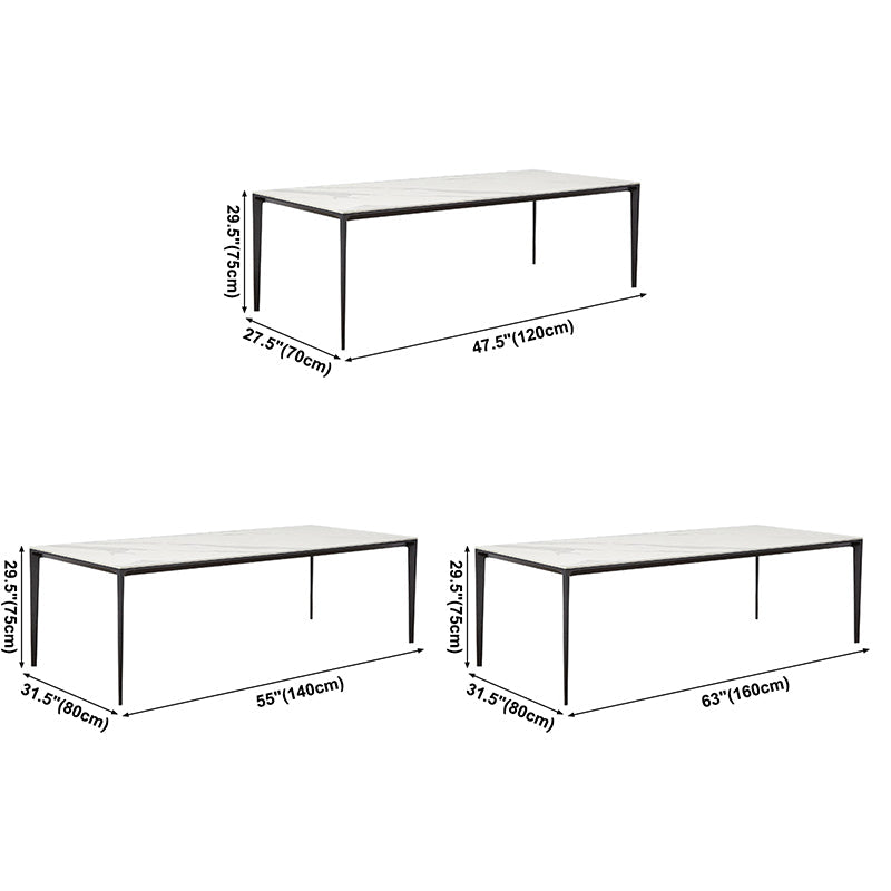Rectangle Home Dining Table Sintered Stone Metal Frame Table with Four-leg Clearhalo ' dining_table' 'Dining Tables & Seating' 'Dining Tables' 'Furniture' 'furniture_dining_table' 'Kitchen & Dining Furniture' 'kitchen&dining_furn' 'kitchen' 'kitchen_dining_table' 3577550