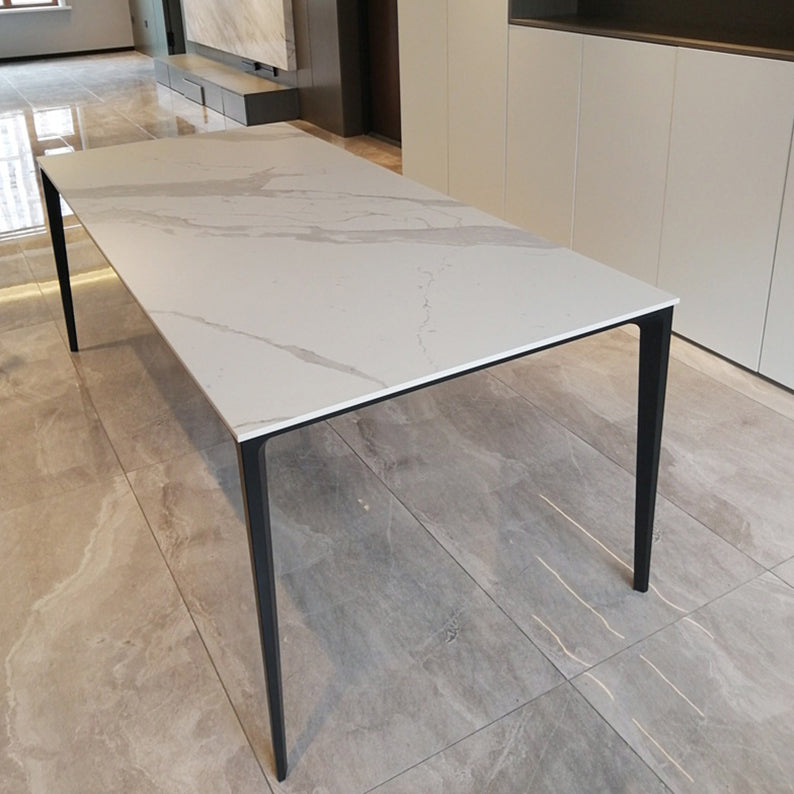 Rectangle Home Dining Table Sintered Stone Metal Frame Table with Four-leg Clearhalo ' dining_table' 'Dining Tables & Seating' 'Dining Tables' 'Furniture' 'furniture_dining_table' 'Kitchen & Dining Furniture' 'kitchen&dining_furn' 'kitchen' 'kitchen_dining_table' 3577551