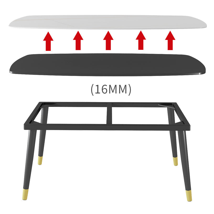 Minimalist Kitchen Sintered Stone Top Dining Table Rectangle Shape Dining Table with 4 Legs Base Clearhalo ' dining_table' 'Dining Tables & Seating' 'Dining Tables' 'Furniture' 'furniture_dining_table' 'Kitchen & Dining Furniture' 'kitchen&dining_furn' 'kitchen' 'kitchen_dining_table' 3577560