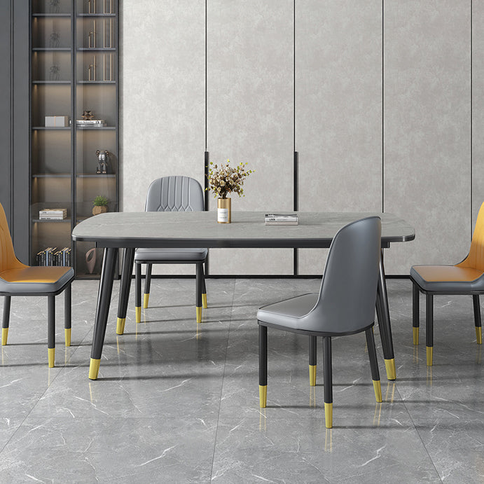 Minimalist Kitchen Sintered Stone Top Dining Table Rectangle Shape Dining Table with 4 Legs Base Clearhalo ' dining_table' 'Dining Tables & Seating' 'Dining Tables' 'Furniture' 'furniture_dining_table' 'Kitchen & Dining Furniture' 'kitchen&dining_furn' 'kitchen' 'kitchen_dining_table' 3577562