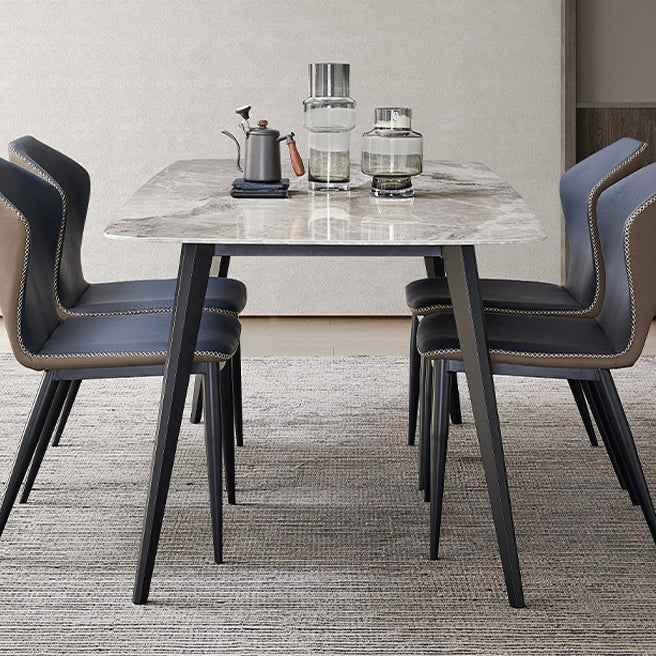 Minimalist Rectangle Sintered Stone Dining Table with Metal Base Dining Table for Restaurant Clearhalo ' dining_table' 'Dining Tables & Seating' 'Dining Tables' 'Furniture' 'furniture_dining_table' 'Kitchen & Dining Furniture' 'kitchen&dining_furn' 'kitchen' 'kitchen_dining_table' 3577568