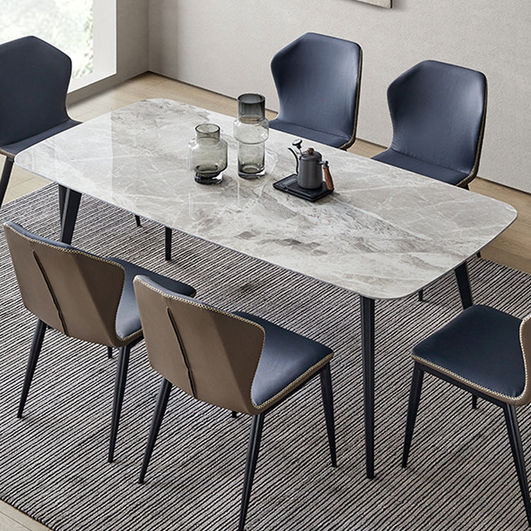 Minimalist Rectangle Sintered Stone Dining Table with Metal Base Dining Table for Restaurant 63"L x 31.5"W x 29.5"H Clearhalo ' dining_table' 'Dining Tables & Seating' 'Dining Tables' 'Furniture' 'furniture_dining_table' 'Kitchen & Dining Furniture' 'kitchen&dining_furn' 'kitchen' 'kitchen_dining_table' 3577569