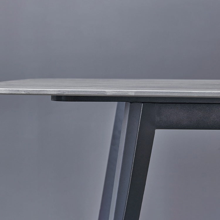 Minimalist Rectangle Sintered Stone Dining Table with Metal Base Dining Table for Restaurant Clearhalo ' dining_table' 'Dining Tables & Seating' 'Dining Tables' 'Furniture' 'furniture_dining_table' 'Kitchen & Dining Furniture' 'kitchen&dining_furn' 'kitchen' 'kitchen_dining_table' 3577572
