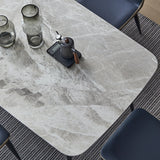 Minimalist Rectangle Sintered Stone Dining Table with Metal Base Dining Table for Restaurant Clearhalo ' dining_table' 'Dining Tables & Seating' 'Dining Tables' 'Furniture' 'furniture_dining_table' 'Kitchen & Dining Furniture' 'kitchen&dining_furn' 'kitchen' 'kitchen_dining_table' 3577573
