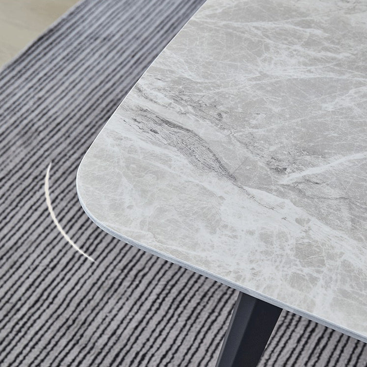 Minimalist Rectangle Sintered Stone Dining Table with Metal Base Dining Table for Restaurant Clearhalo ' dining_table' 'Dining Tables & Seating' 'Dining Tables' 'Furniture' 'furniture_dining_table' 'Kitchen & Dining Furniture' 'kitchen&dining_furn' 'kitchen' 'kitchen_dining_table' 3577574