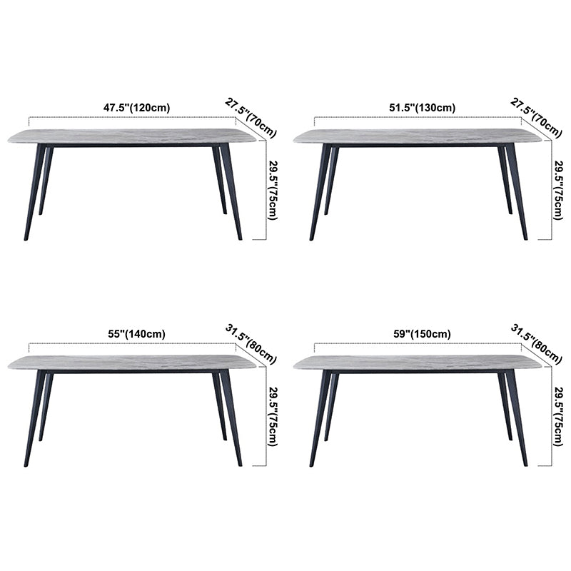 Minimalist Rectangle Sintered Stone Dining Table with Metal Base Dining Table for Restaurant Clearhalo ' dining_table' 'Dining Tables & Seating' 'Dining Tables' 'Furniture' 'furniture_dining_table' 'Kitchen & Dining Furniture' 'kitchen&dining_furn' 'kitchen' 'kitchen_dining_table' 3577575