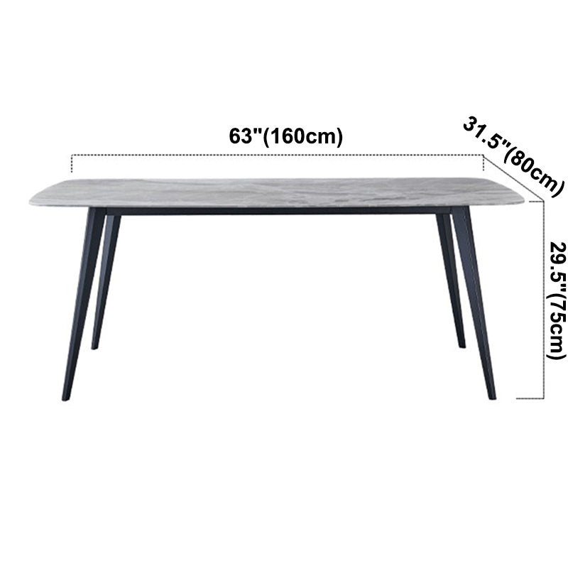 Minimalist Rectangle Sintered Stone Dining Table with Metal Base Dining Table for Restaurant Clearhalo ' dining_table' 'Dining Tables & Seating' 'Dining Tables' 'Furniture' 'furniture_dining_table' 'Kitchen & Dining Furniture' 'kitchen&dining_furn' 'kitchen' 'kitchen_dining_table' 3577576