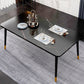 Contemporary Rectangle Shape Kitchen Dining Table Sintered Stone Dining Table with 4 Legs Base Black Clearhalo ' dining_table' 'Dining Tables & Seating' 'Dining Tables' 'Furniture' 'furniture_dining_table' 'Kitchen & Dining Furniture' 'kitchen&dining_furn' 'kitchen' 'kitchen_dining_table' 3577592
