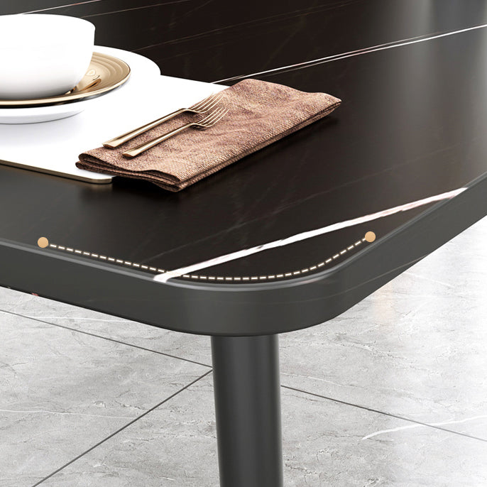 Contemporary Rectangle Shape Kitchen Dining Table Sintered Stone Dining Table with 4 Legs Base Clearhalo ' dining_table' 'Dining Tables & Seating' 'Dining Tables' 'Furniture' 'furniture_dining_table' 'Kitchen & Dining Furniture' 'kitchen&dining_furn' 'kitchen' 'kitchen_dining_table' 3577595