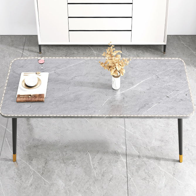 Contemporary Rectangle Shape Kitchen Dining Table Sintered Stone Dining Table with 4 Legs Base Clearhalo ' dining_table' 'Dining Tables & Seating' 'Dining Tables' 'Furniture' 'furniture_dining_table' 'Kitchen & Dining Furniture' 'kitchen&dining_furn' 'kitchen' 'kitchen_dining_table' 3577596