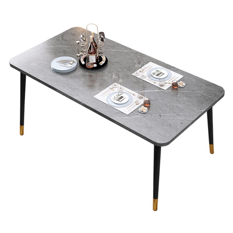 Contemporary Rectangle Shape Kitchen Dining Table Sintered Stone Dining Table with 4 Legs Base Clearhalo ' dining_table' 'Dining Tables & Seating' 'Dining Tables' 'Furniture' 'furniture_dining_table' 'Kitchen & Dining Furniture' 'kitchen&dining_furn' 'kitchen' 'kitchen_dining_table' 3577597