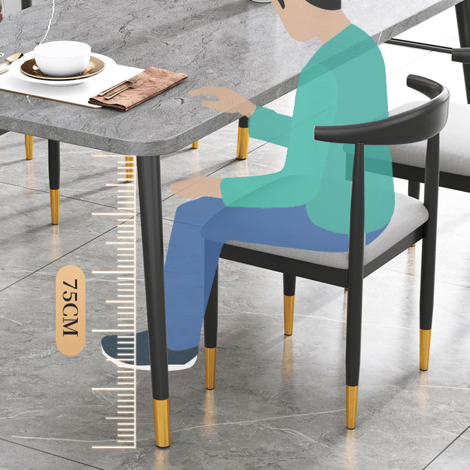 Contemporary Rectangle Shape Kitchen Dining Table Sintered Stone Dining Table with 4 Legs Base Clearhalo ' dining_table' 'Dining Tables & Seating' 'Dining Tables' 'Furniture' 'furniture_dining_table' 'Kitchen & Dining Furniture' 'kitchen&dining_furn' 'kitchen' 'kitchen_dining_table' 3577599