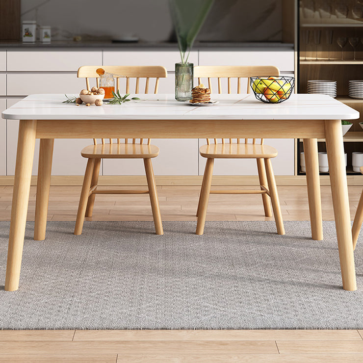 Rubberwood Solid Wood Dining Table Simplicity Dining Table with 4 Legs Clearhalo ' dining_table' 'Dining Tables & Seating' 'Dining Tables' 'Furniture' 'furniture_dining_table' 'Kitchen & Dining Furniture' 'kitchen&dining_furn' 'kitchen' 'kitchen_dining_table' 3577604